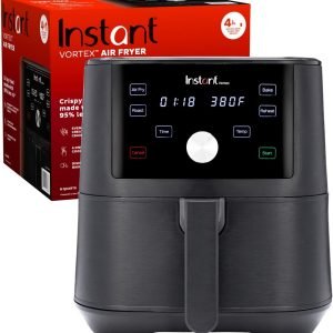 Limited-Time Sale for Summer Surprises RM 99.00 ：Instant Pot Vortex 6QT XL Air Fryer, 4-in-1 Functions that Crisps, Roasts, Reheats, Bakes for Quick Easy Meals, 100+ In-App Recipes, is Dishwasher-Safe, from the Makers of Instant Pot, Black