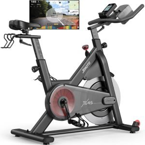 Limited-Time Sale for Summer Surprises RM 99：JOROTO Exercise Bike/Spin Bike, Silent Stationary Bike Indoor Cycling Bike for home Gym Cardio with Readable Magnetic Resistance with Tablet Holder,330lbs Weight Capacity 44Days Kinomap Member for X4S