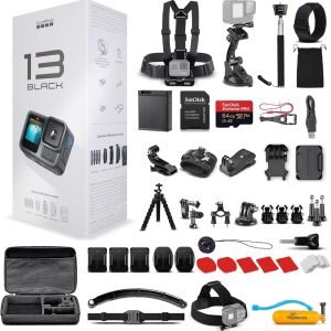 Limited-Time Sale for Summer Surprises RM 109：GoPro HERO13 Black - Waterproof Action Camera with 5.3K HDR Video, 27MP Photos, 1/1.9" Image Sensor, Live Streaming, Webcam, Stabilization + 64GB Card & 50 Piece Accessory Kit