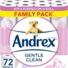 Andrex Gentle Clean Toilet Rolls – 72 Toilet Roll Pack – Bulk Buy Toilet Rolls – Gentle and Soft on Your Family’s Skin – Dermatologically Tested