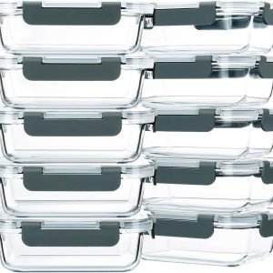 Anniversary Celebration While Stocks Last Just RM 9.89：M MCIRCO 10-Pack,22 Oz Glass Meal Prep Containers,Glass Food Storage Containers with lids,Lunch Containers,Microwave, Oven, Freezer and Dishwasher