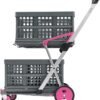 CLAX® The Original | Made in Germany | Multi Use Functional Collapsible Carts | Mobile Folding Trolley | Storage Cart Wagon | Shopping Cart with 2 Storage Crates (Pink)
